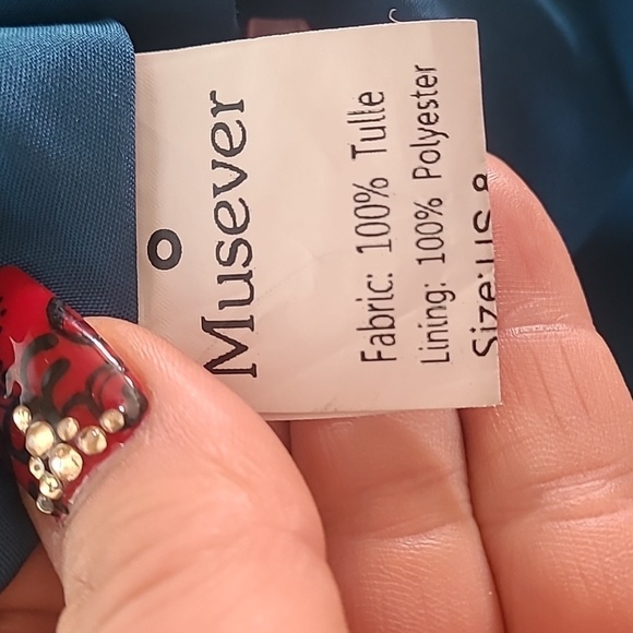 Musever Teal Halter Beaded Mini Dress size 8 - Picture 5 of 7